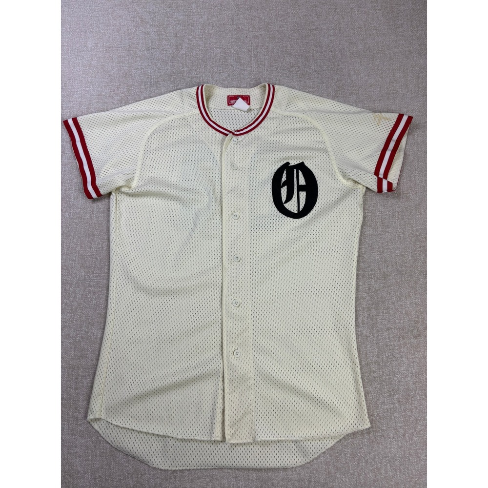 Vintage Reward Mesh Baseball Jersey Cream Red White Striped XL Number 30 Sporty